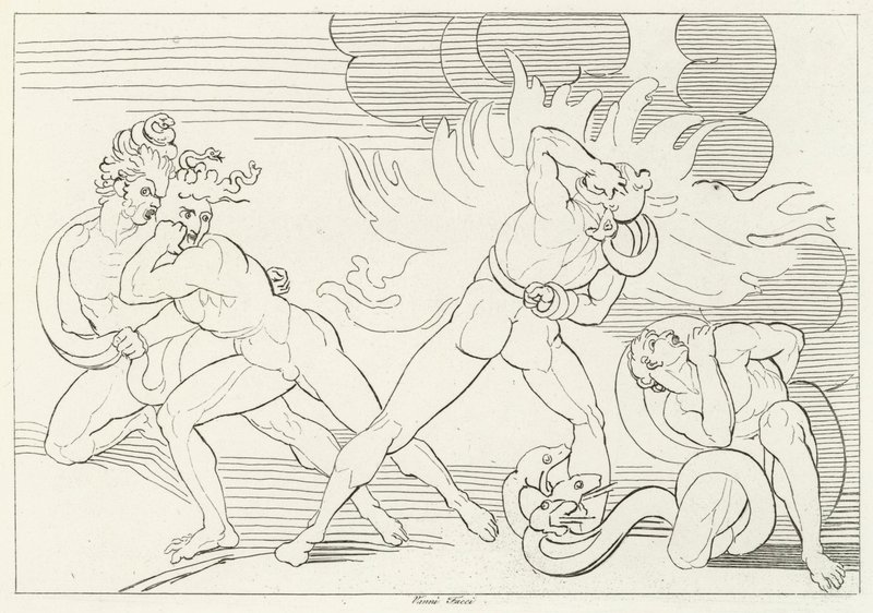 Ateşli Yılanlar, Cehennem, Canto 24 (gravür) by John (after) Flaxman