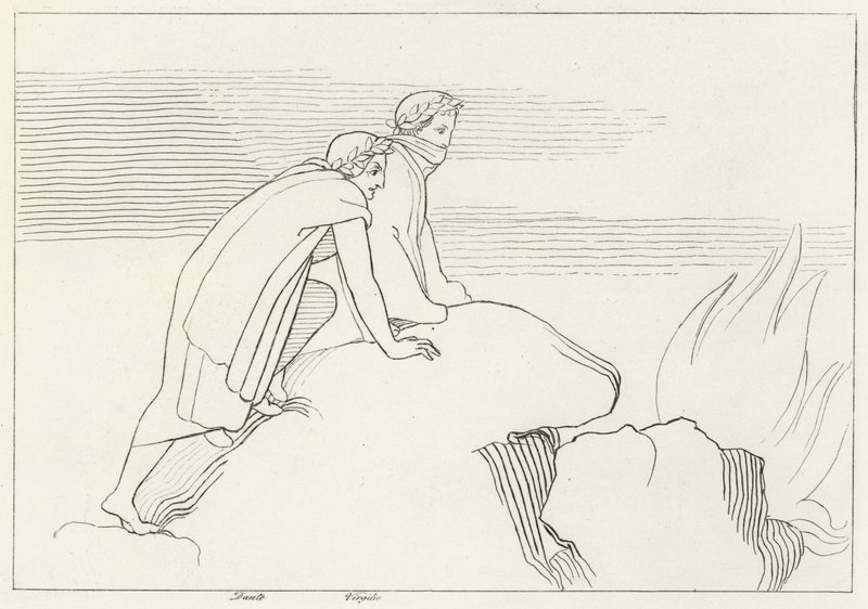 Flaming Gulf, Inferno, Canto 26 (gravür) by John (after) Flaxman