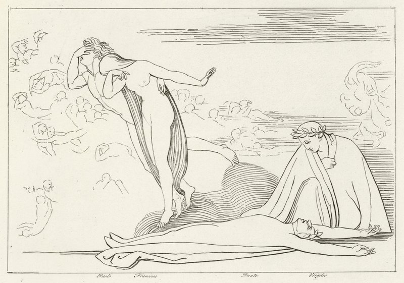 Aşıklar Cezalandırıldı, Cehennem, Canto 5 (gravür) by John (after) Flaxman