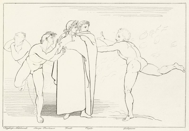 Ateş Yağmuru, Cehennem, Canto 16 (gravür) by John (after) Flaxman
