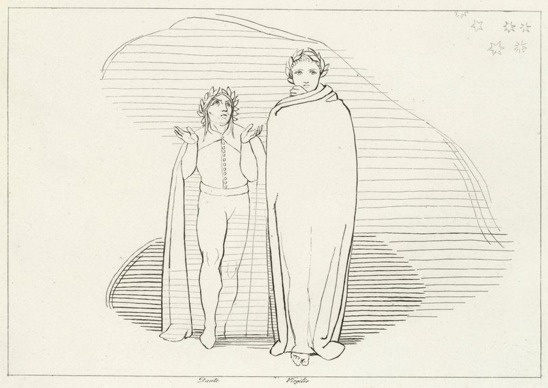 The Reascent, Inferno, Canto 34 (gravür) by John (after) Flaxman