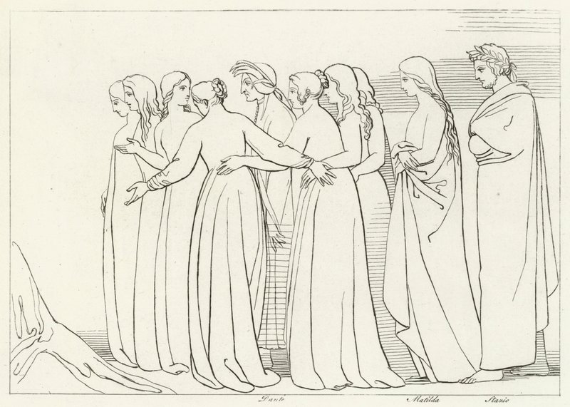 Eunoe Nehri, Araf, Canto 33 (gravür) by John (after) Flaxman