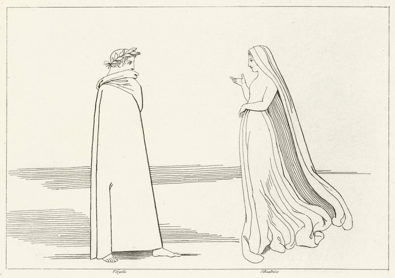 Virgil ve Beatrice Toplantısı, Cehennem, Canto 2 (gravür) by John (after) Flaxman