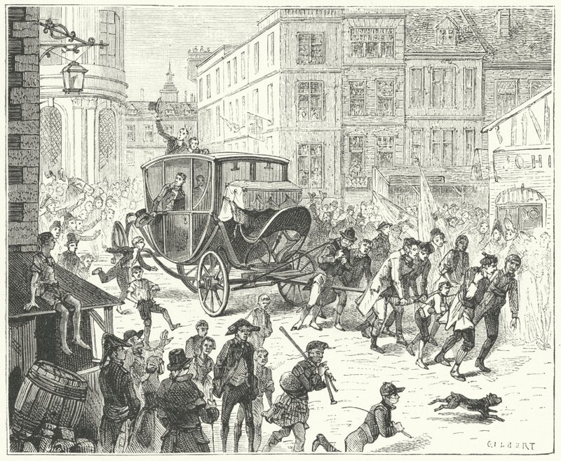 Fransız diplomat Jacques Lauriston, Amiens Barışı'nın onaylanmasını iletmek üzere Londra'da by John (after) Gilbert