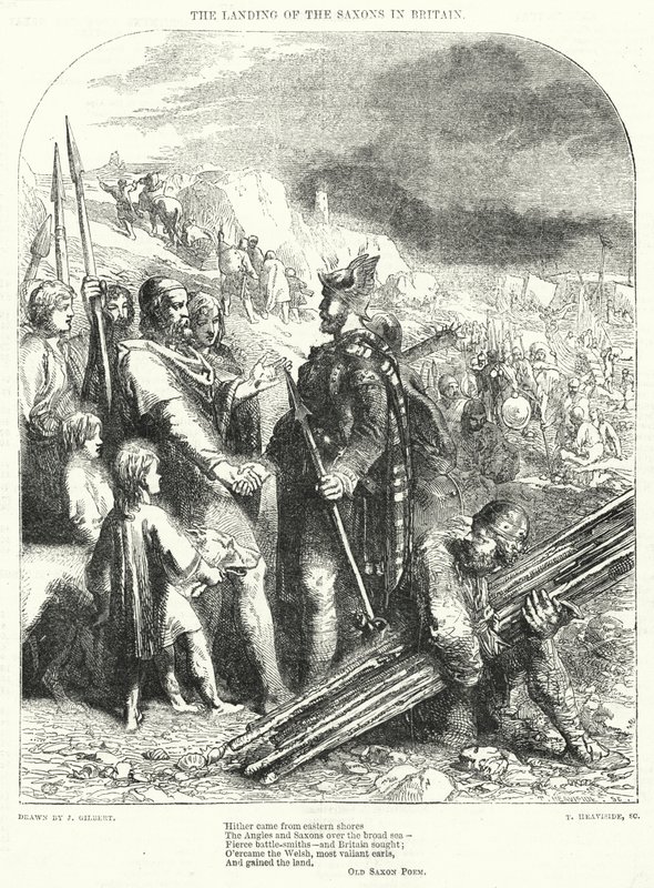 Saksonların Britanya'ya inişi (gravür) by John (after) Gilbert