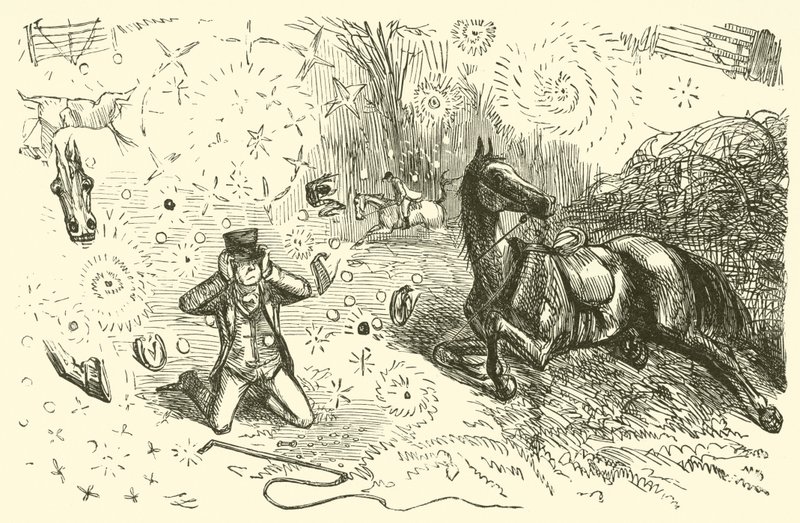 Avlanırken düşmek (gravür) by John (after) Leech