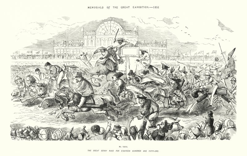1851 Büyük Sergi Anıtları, Onsekiz Yüz Elli Bir için Büyük Derbi Yarışı (gravür) by John (after) Leech