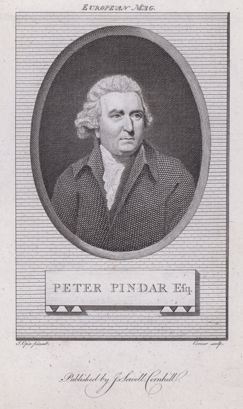 John Wolcot, Peter Pindar mahlası altında yazan İngiliz doktor ve hicivci (gravür) by John (after) Opie
