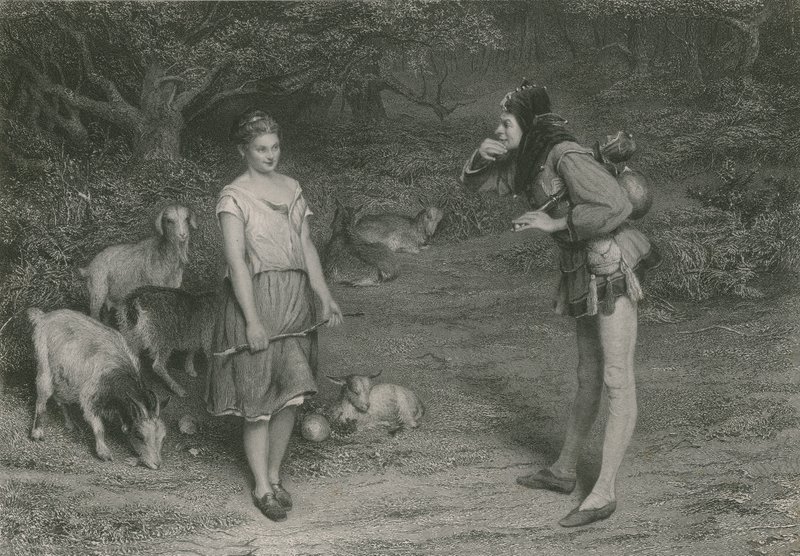 Ölçü Taşı ve Audrey, İstediğiniz Gibi (gravür) by John (after) Pettie