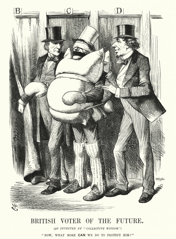 Yumruk karikatürü: Geleceğin İngiliz Seçmeni (gravür) by John (after) Tenniel