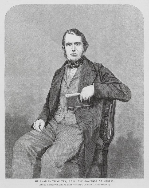 Sir Charles Trevelyan, İngiliz sömürge yöneticisi (gravür) by John (after) Watkins