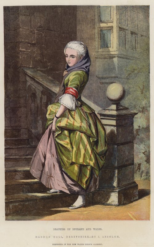 İngiltere ve Galler Güzellikleri, Haddon Hall, Derbyshire (chromolitho) by John Absolon