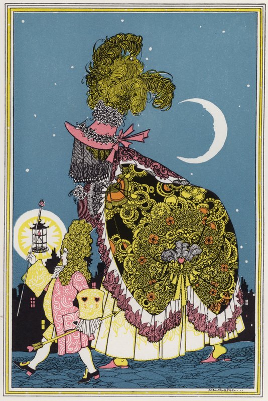 "Porselenlerdeki Rogues" için İllüstrasyon, Onsekizinci Yüzyıl Şiirlerinin Çeşitliliği (renkli lito) by John Austen