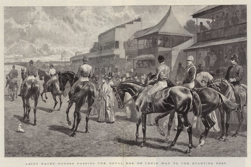 Ascot Yarışları, Başlangıç Noktasına Giden Yolda Kraliyet Kutusunu Geçen Atlar by John Charlton