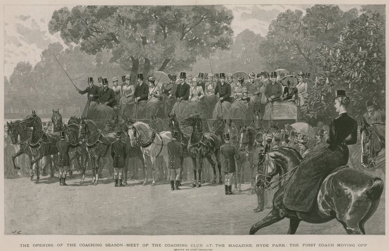 Meet of the Coaching Club at the Magazine, Hyde Park, London (engraving) by John Charlton