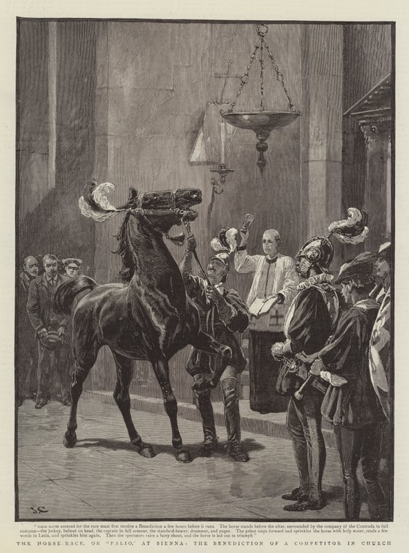Sienna'da At Yarışı veya Palio, Kilisede Bir Rakibin Kutsaması by John Charlton