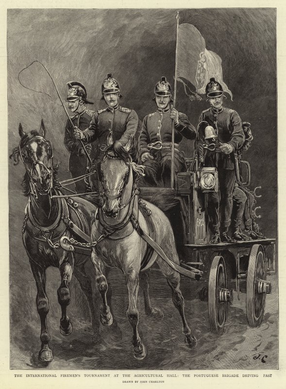 Tarım Salonundaki Uluslararası İtfaiyeciler Turnuvası, Portekiz Tugayı geçiyor by John Charlton