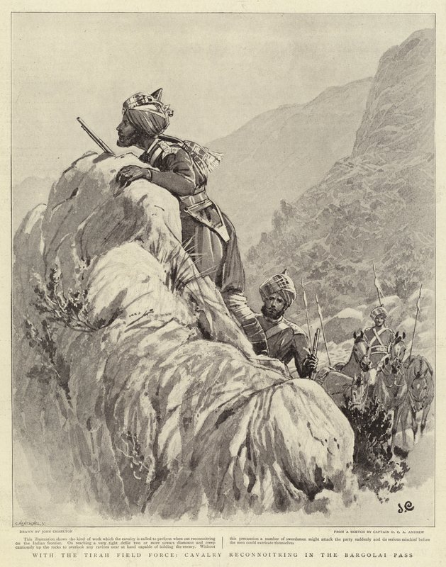 Tirah Saha Kuvvetleri ile Süvariler Bargolai Geçidi'nde keşif yapıyor by John Charlton