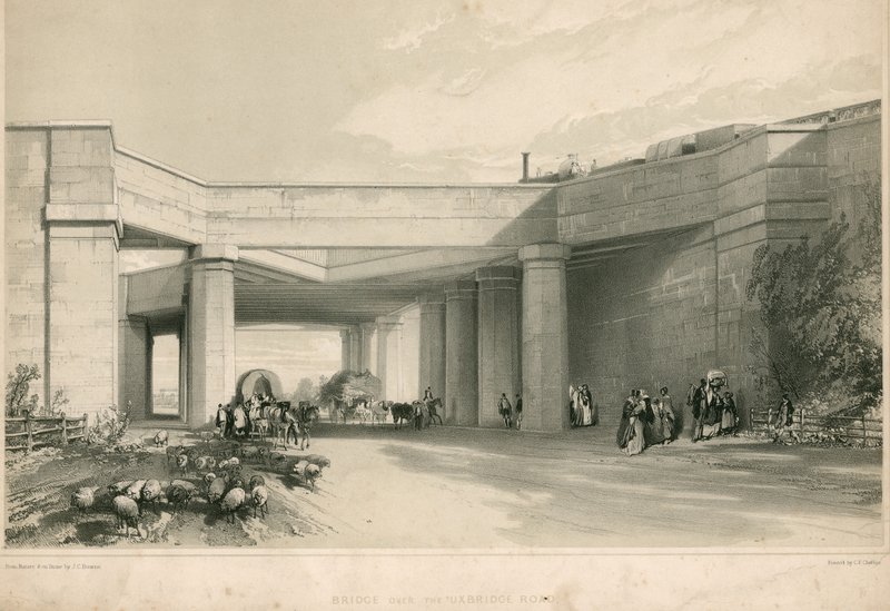 Uxbridge Road, Londra üzerinde köprü by John Cooke Bourne