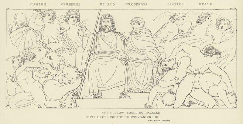 Furies, Cerberus, Pluto, Proserpine, Harpies, Ölüm by John Flaxman