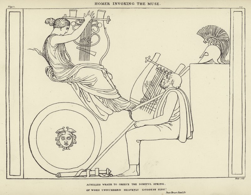 Homer İlham Perisini Çağırır by John Flaxman
