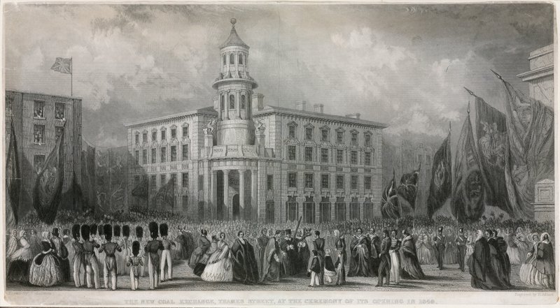 1849 yılında açılış töreninde Yeni Kömür Borsası, Thames Caddesi, by John Francis Salmon