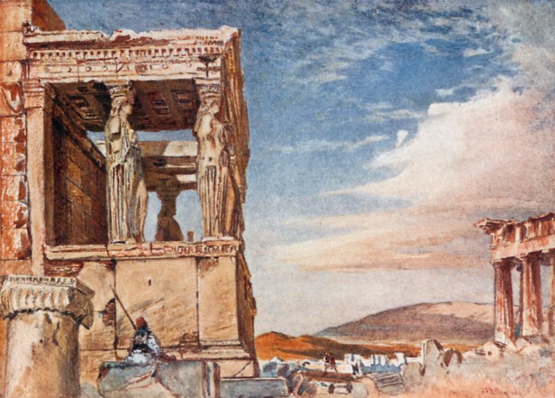 The Caryatid Portico of the Erechtheum from the West by John Fulleylove