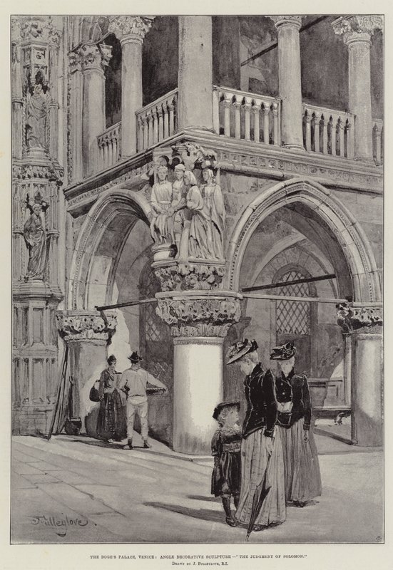Doge Sarayı, Venedik, Açı Dekoratif Heykel, Süleyman'ın Kıyameti by John Fulleylove