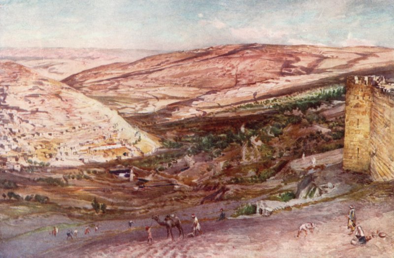 Sion Surlarının Doğu Noktasından Görülen Hinnom ve Yehoşafat Vadilerinin Buluşması by John Fulleylove