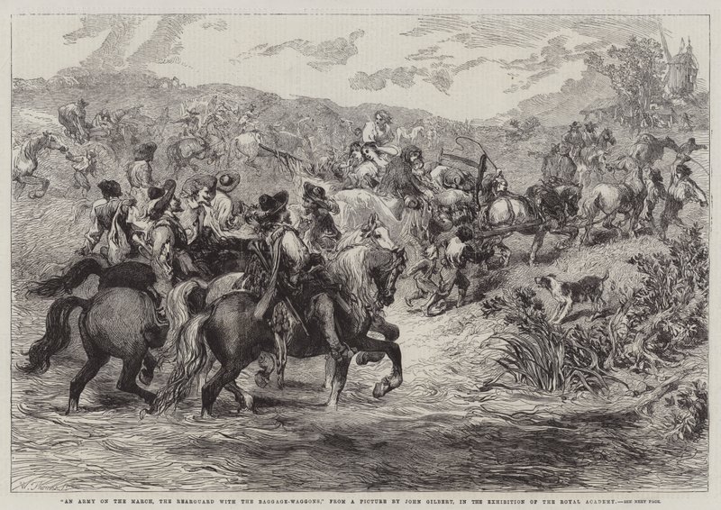 Kraliyet Akademisi Sergisinde Mart'ta Bir Ordu, Bagaj-Vagonlu Arka Muhafız, by John Gilbert