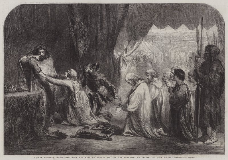 Kraliçe Philippa, Calais Burgesses için Kocası Edward III ile aracılık ediyor by John Gilbert
