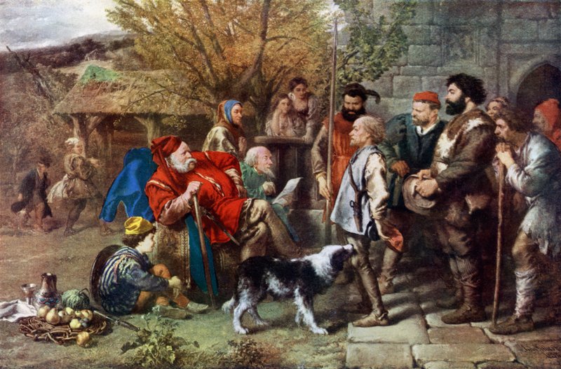 Sir John Falstaff, düzensiz alayını gözden geçiriyor by John Gilbert