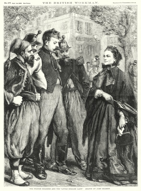 Fransız Askerleri ve "Little English Lady" (gravür) by John Gilbert
