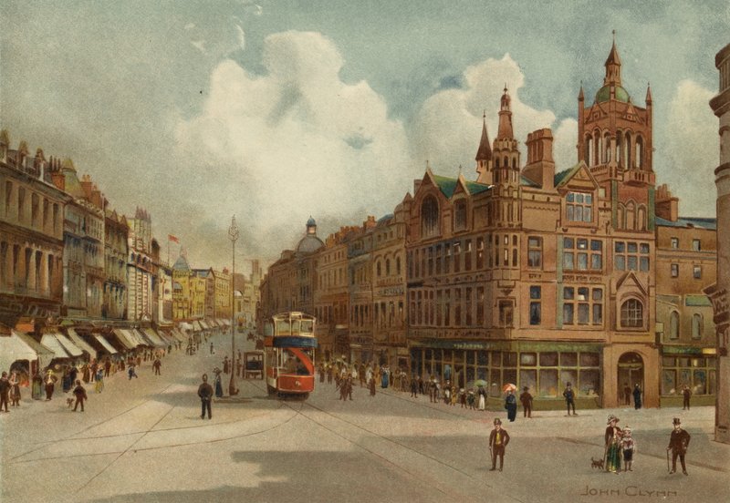 Liverpool: Lord Street, Church Street uzakta (renkli taş) by John Glynn