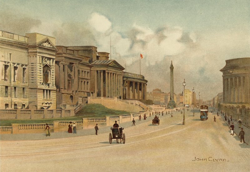 Liverpool: William Brown Caddesi, Teknik Okul, Müze ve Özgür Kütüphane (renkli taş) by John Glynn