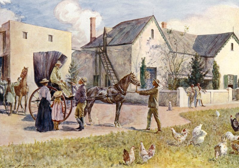 Güney Afrikalı bir çiftlik (renkli taş) by John Henry Frederick (after) Bacon