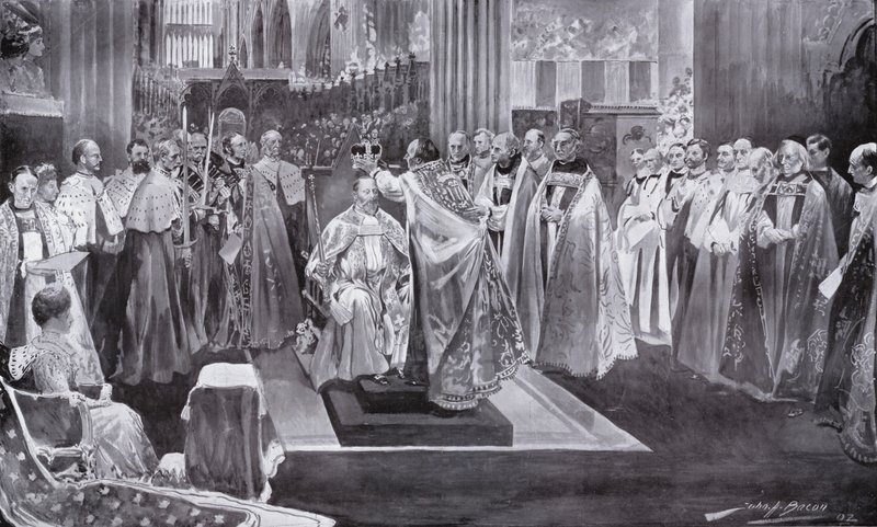 King Edward VII'nin Canterbuty Başpiskoposu tarafından taç giyme töreni, Westminster Abbey, Londra, 1902 by John Henry Frederick Bacon