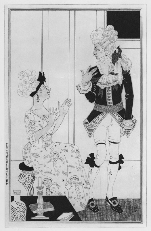 William Congreve (lito) tarafından Love for Love için illüstrasyon by John Kettelwell