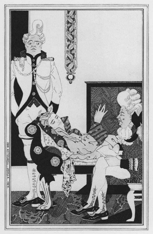 William Congreve (lito) tarafından Love for Love için illüstrasyon by John Kettelwell