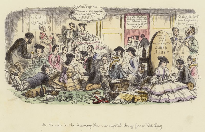 Çizim Odasında Piknik, Islak Günler için harika bir şey by John Leech