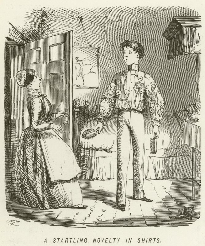 A Startling Novelty in Shirts  by John Leech