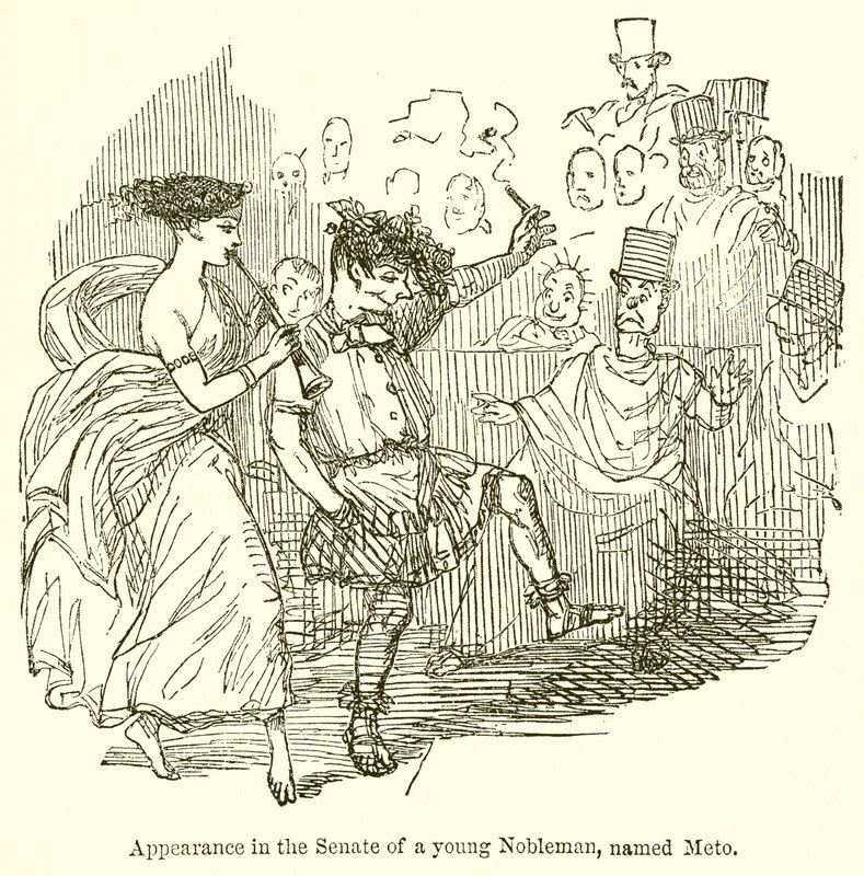 Meto adlı genç bir asilzadenin senatosunda görünmesi by John Leech