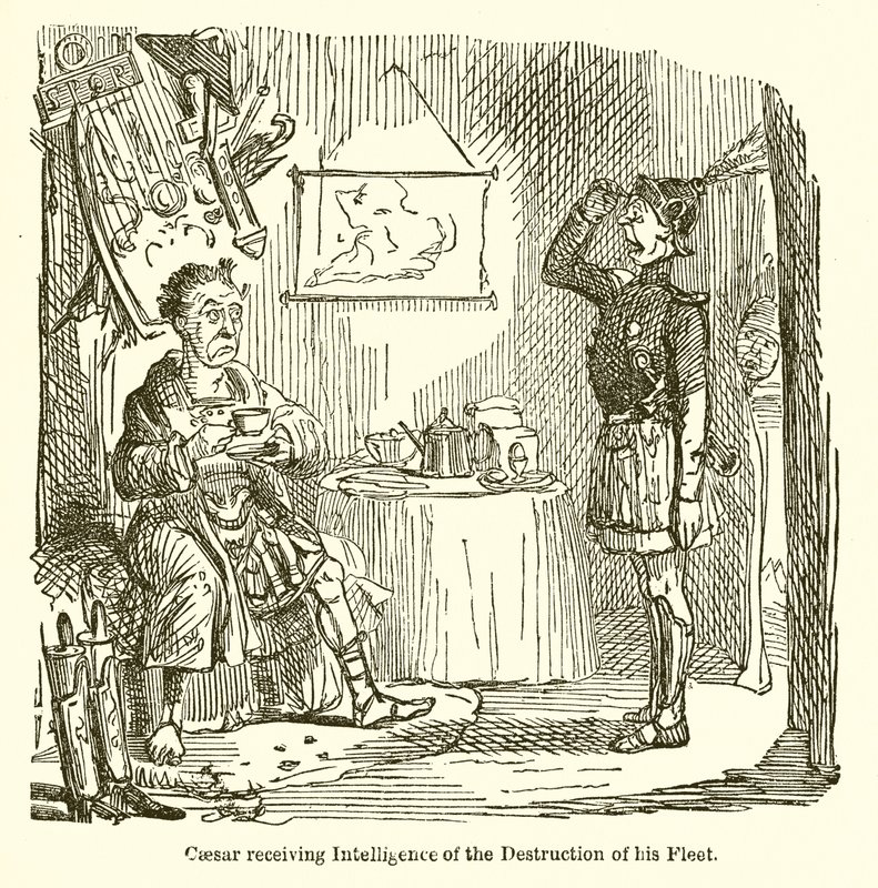 Caesar receiving Intelligence of the Destruction of his Fleet  by John Leech