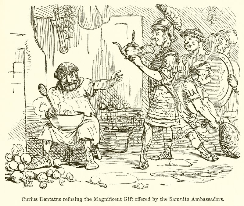 Curius Dentatus, Samnit Elçileri tarafından sunulan Muhteşem Hediyeyi Reddetti by John Leech