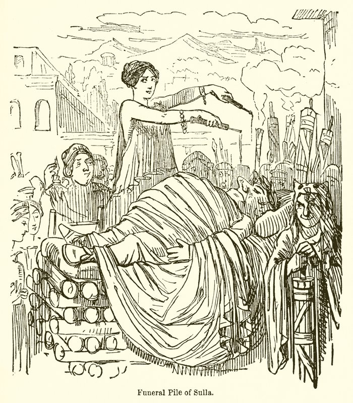 Funeral Pile of Sulla  by John Leech