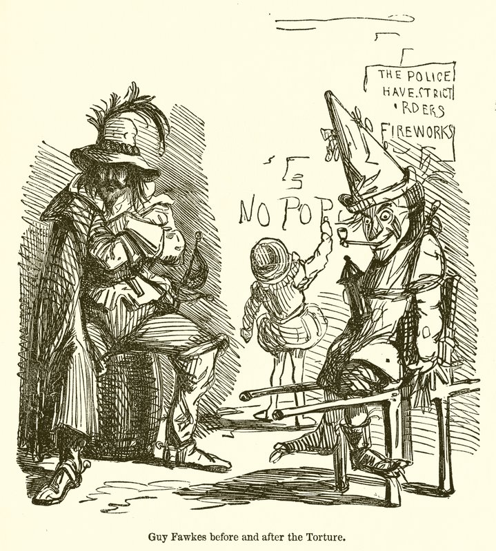 Guy Fawkes before and after the Torture  by John Leech