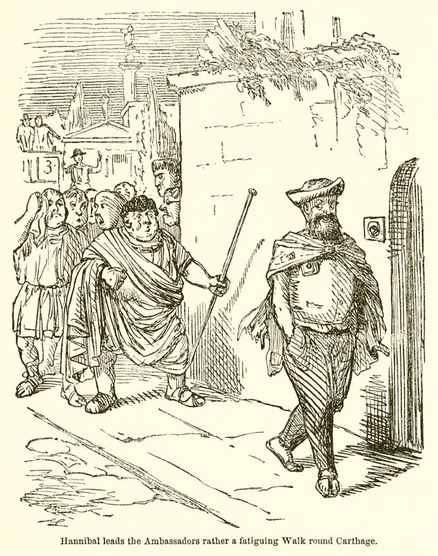 Hannibal, Elçilere Kartaca Çevresinde Yorucu Bir Yürüyüşten Daha Çok Önderlik Ediyor by John Leech