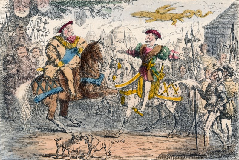 Henry VIII, Francis I ile tanışır by John Leech