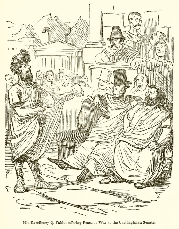 Ekselansları Q. Fabius, Kartaca Senatosuna Barış veya Savaş Sunuyor by John Leech