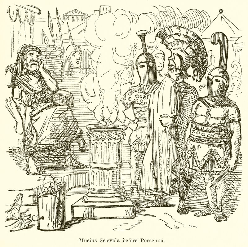 Mucius Scaevola before Porsenna  by John Leech
